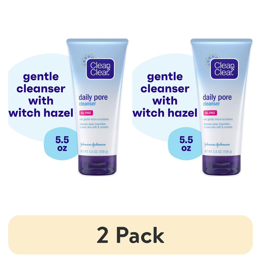 (2 pack) Clean & Clear Daily Pore Facial Cleanser for Acne-Prone Skin, 5 fl. oz