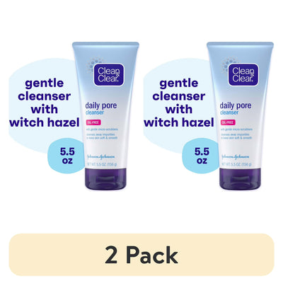 (2 pack) Clean & Clear Daily Pore Facial Cleanser for Acne-Prone Skin, 5 fl. oz