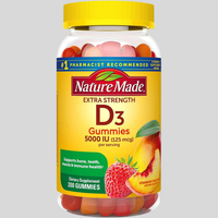 Nature Made Extra-Strength Vitamin D3 5000 IU (125 mcg) Gummies (200 Count)