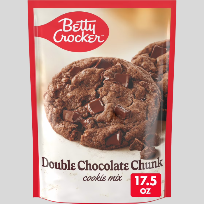 Betty Crocker Double Chocolate Chunk Cookies, Cookie Baking Mix, 17.5 oz