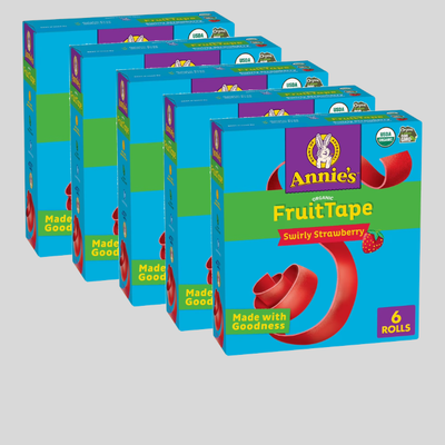 (5 pack) Annie's Organic Fruit Tape, Swirly Strawberry, Organic Fruit Flavored Snacks, 6 Rolls