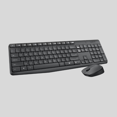 Logitech® MK235 Wireless Straight Full-Size Keyboard  Mouse, Black