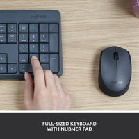 Logitech® MK235 Wireless Straight Full-Size Keyboard  Mouse, Black