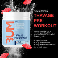 RAW Pre Workout Powder, Thavage (5 Peat, Red Gummy) - Chris Bumstead Sports Nutrition Supplement for Men & Women