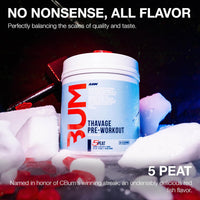 RAW Pre Workout Powder, Thavage (5 Peat, Red Gummy) - Chris Bumstead Sports Nutrition Supplement for Men & Women